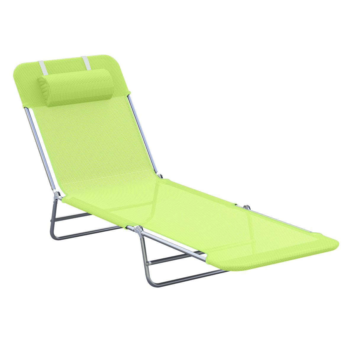 Outsunny Sonnenliege klappbar Gartenliege mit Kopfkissen Liegestuhl verstellbar mit 5-Fach Campingliege bis 120kg belastbar für Garten, Balkon und Pool geeignet, 4 Farben(Grün)
