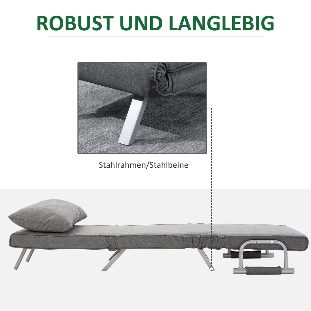 HOMCOM Relaxsessel Liegesessel Sessel, Liegefunktion, Gästebett, 65 cm x 69 cm x 80 cm, Grau