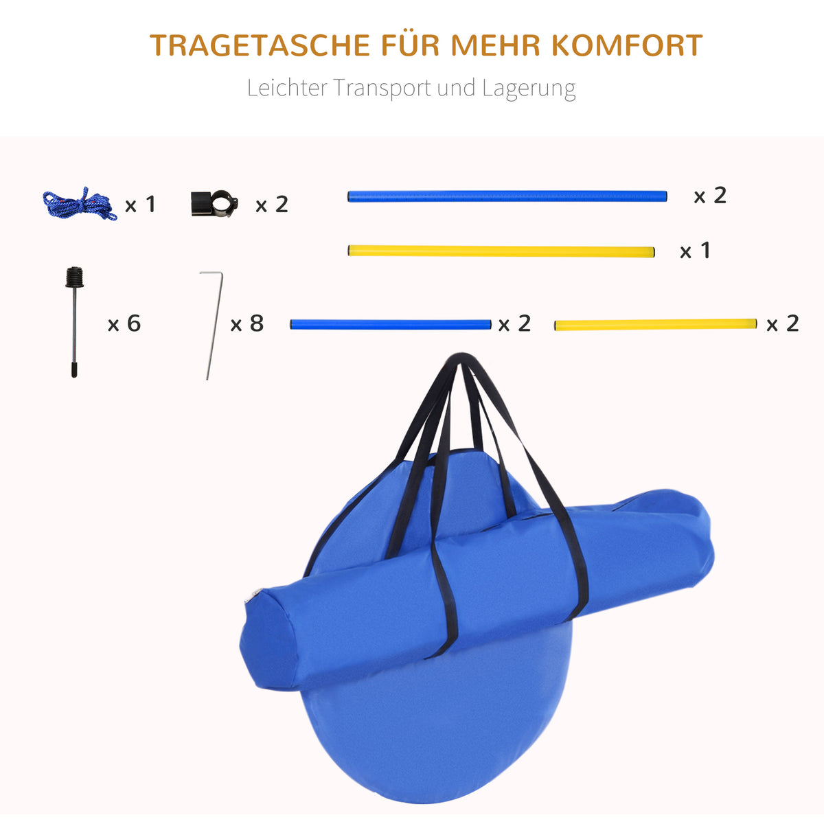 PawHut Agility Set Hunde 5-teiliges Agility-Ausrüstung für Hundetraining Steckhürdenset mit Hundetunnel 4 Slalomstangen höhenverstellbar Hürden Pause-Box Tragetasche Agilityset für Spiele Training